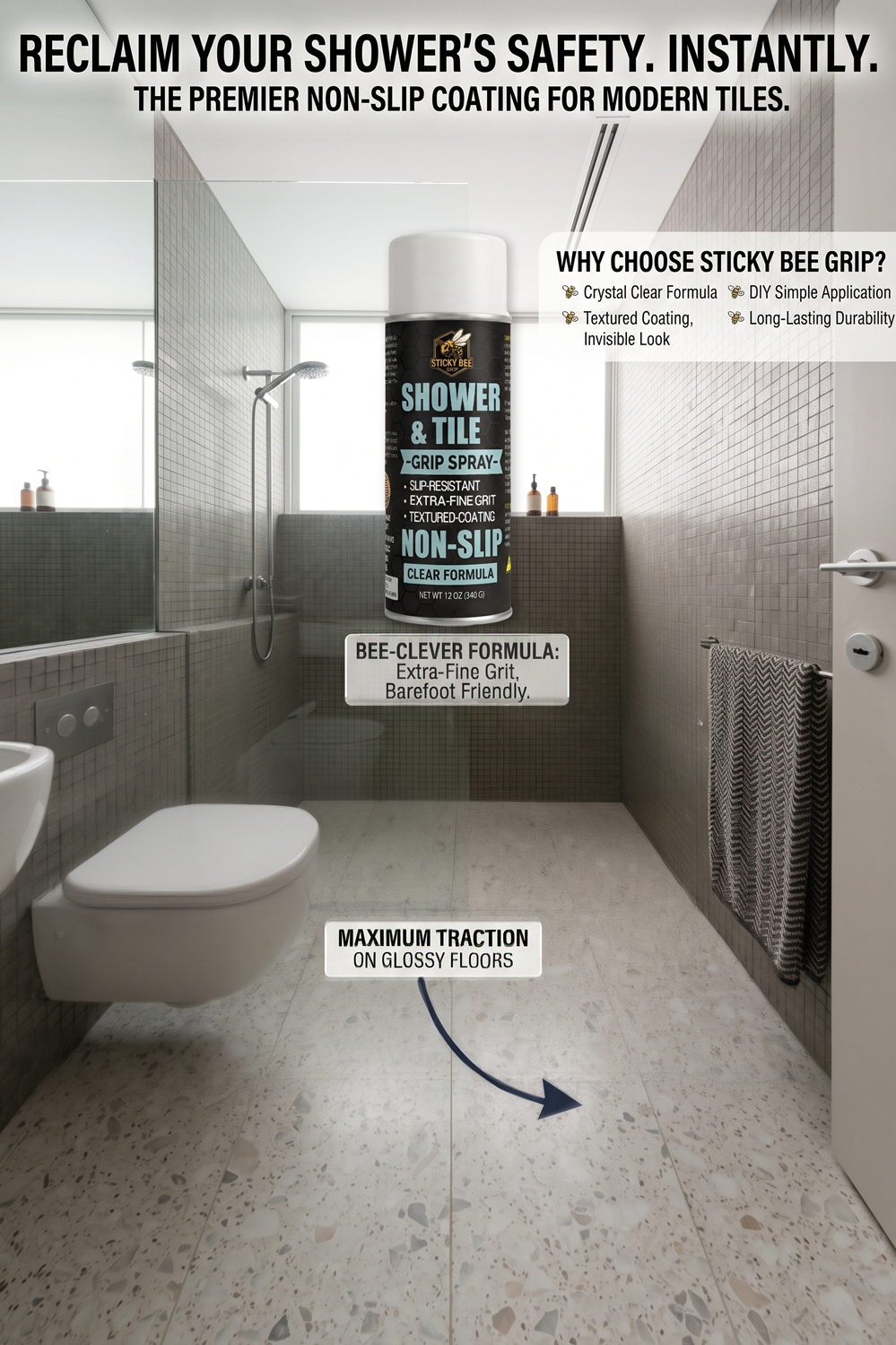 Non-Slip Shower & Tile Safety Grip Spray (Extra Fine)