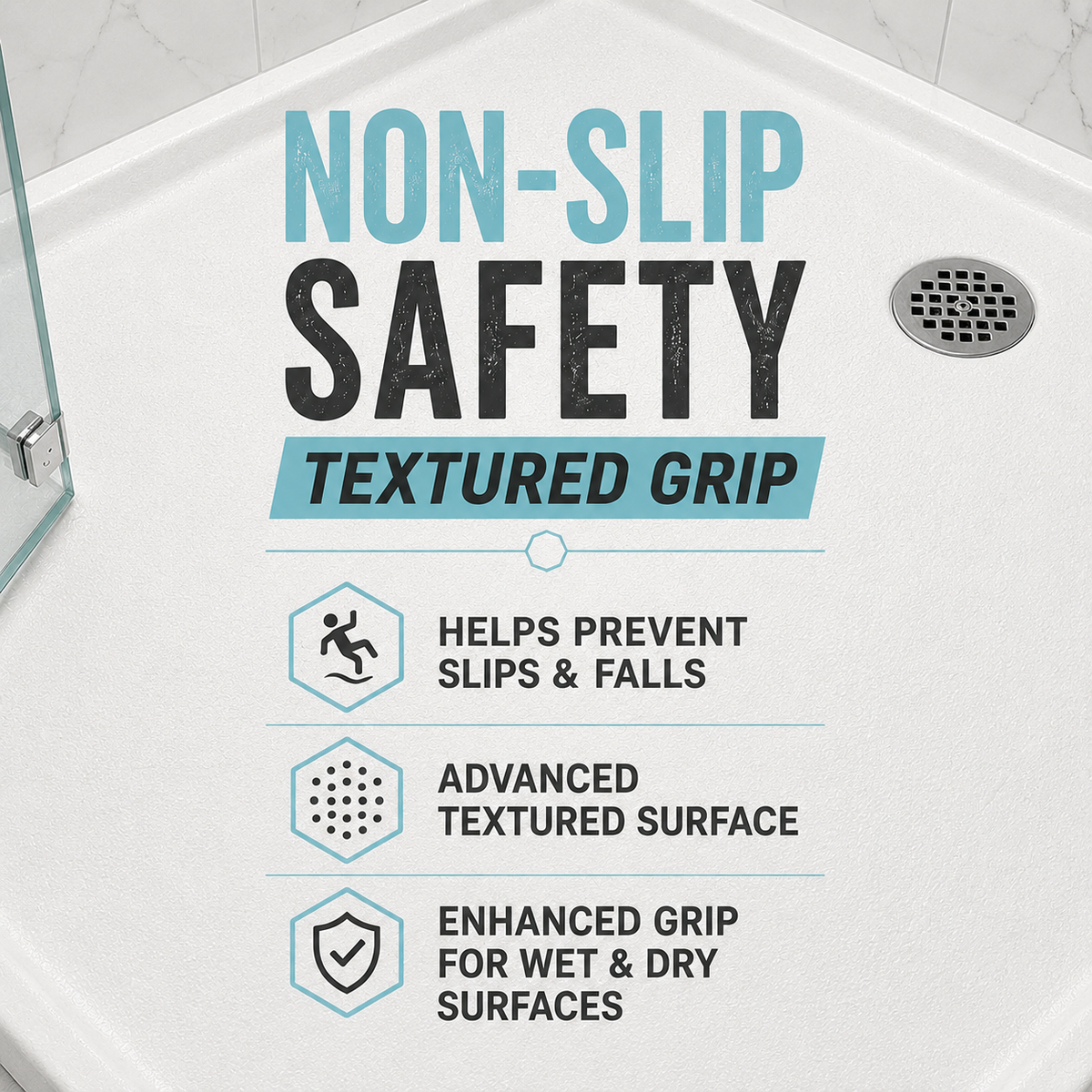 Anti-Slip Shower & Tile Clear Grip Traction (Standard Grit) New